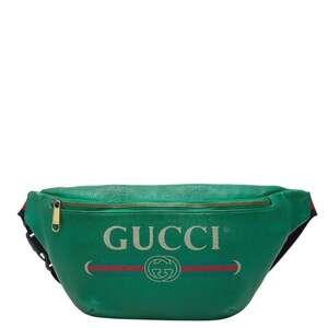 Gucci logo print body bag/waist bag 493869 green multicolor leather women's G...